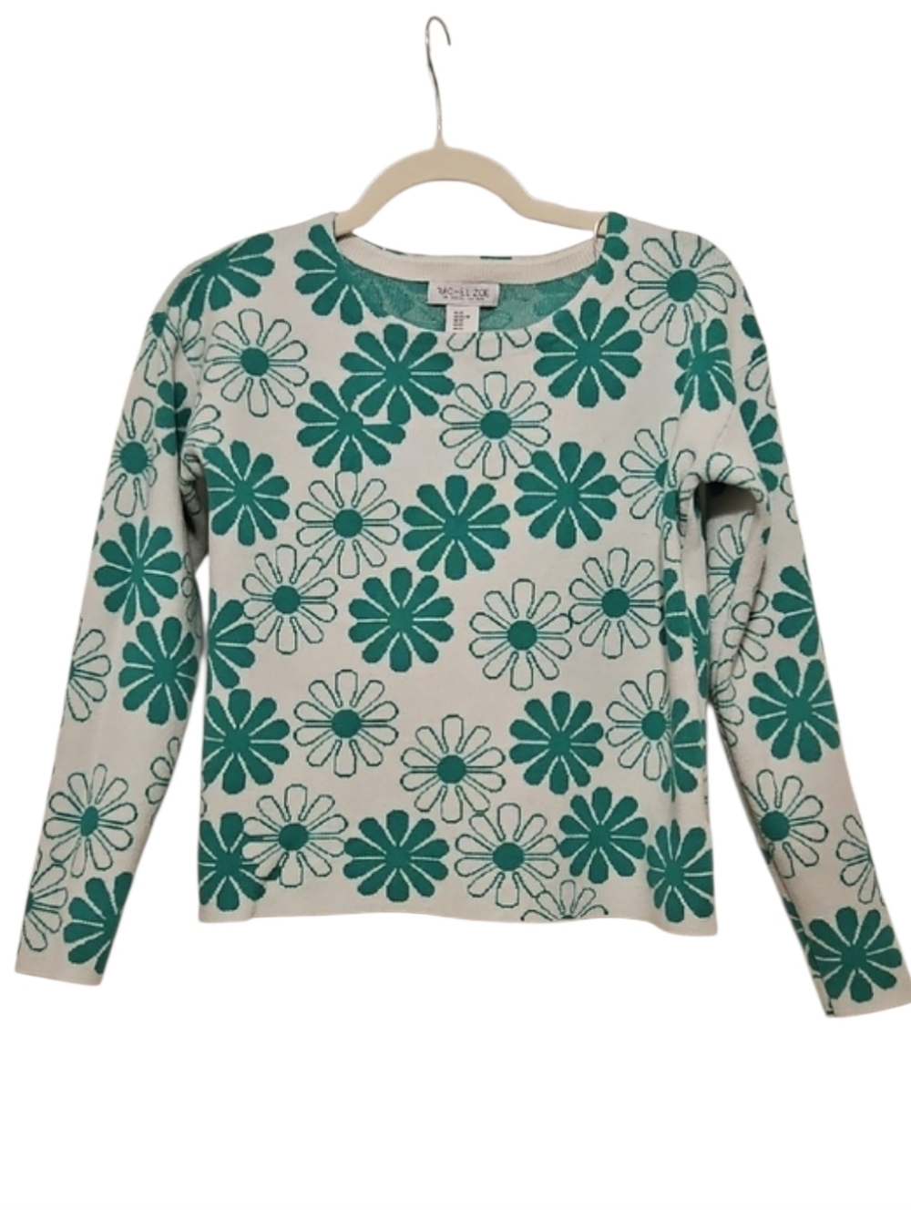 Rachel Zoe Green Floral Sweater Size XS